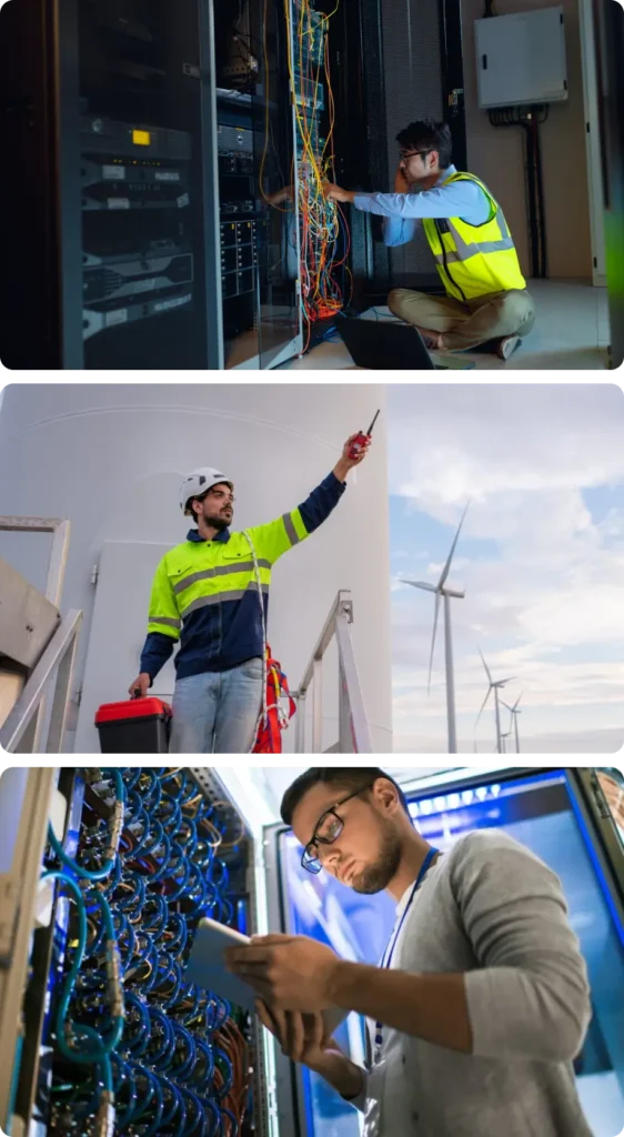 A network technician conducts a site walk